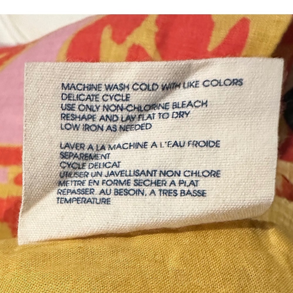 Anthropologie Linen Mini Skirt Pink Orange Yellow Boho Size 6 - Picture 11 of 12